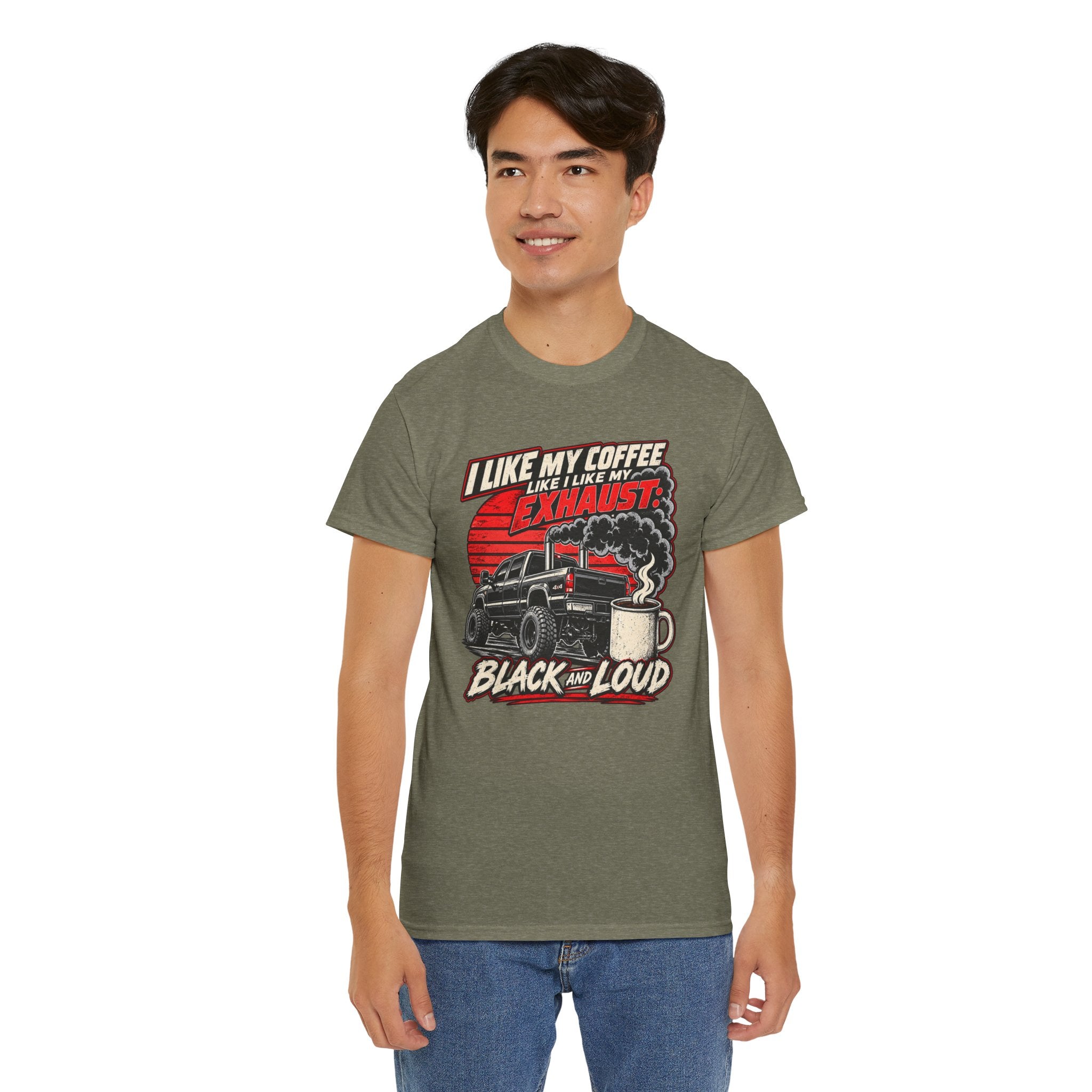 I Like My Coffee Like My Exhaust — Black and Loud Tee