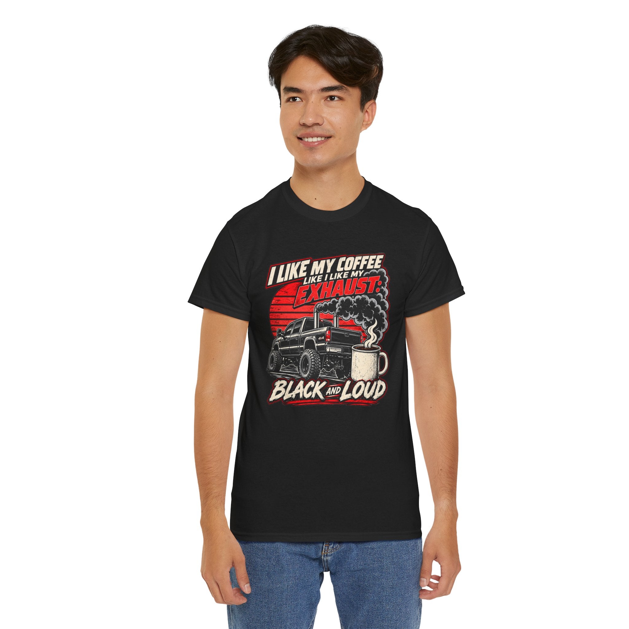 I Like My Coffee Like My Exhaust — Black and Loud Tee