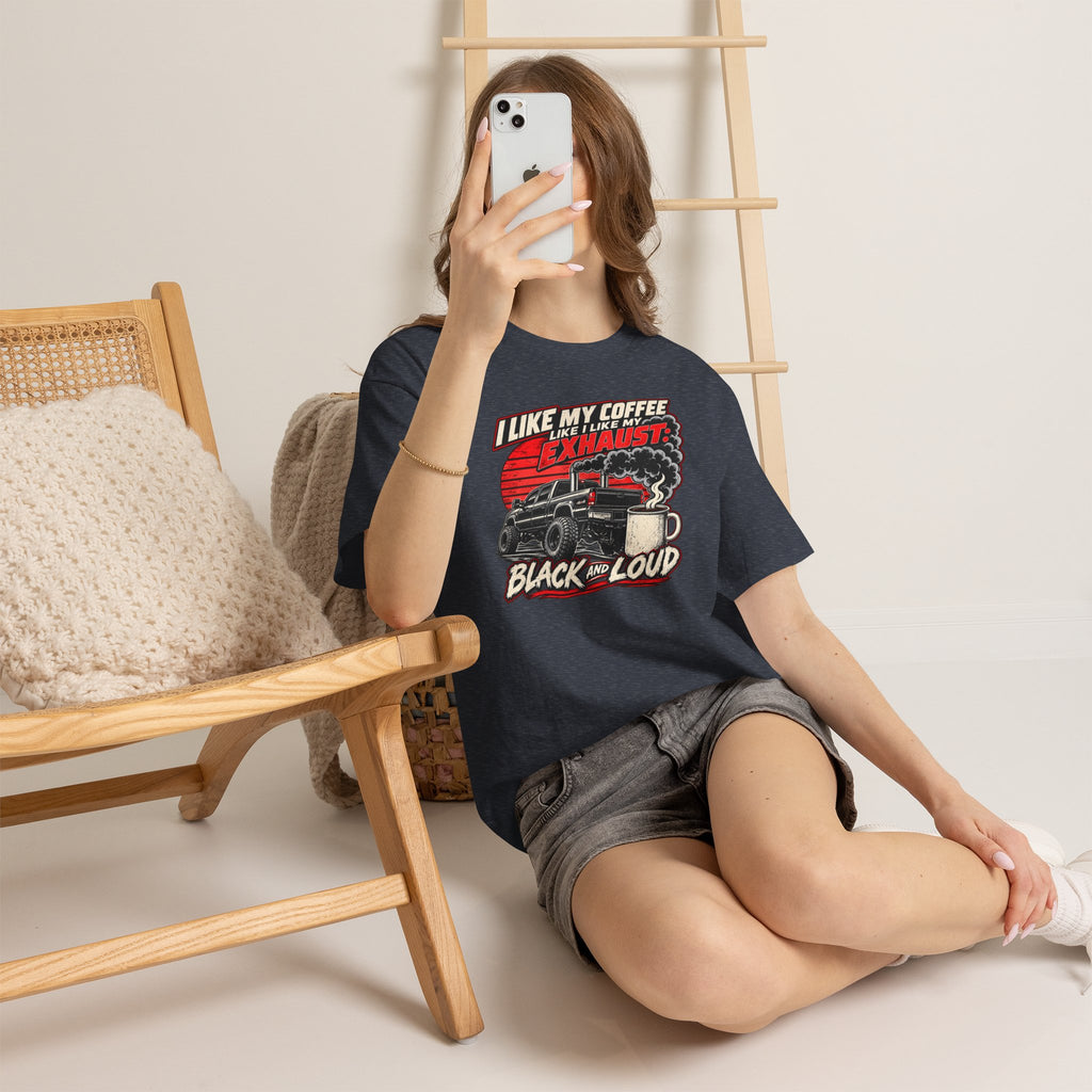 I Like My Coffee Like My Exhaust — Black and Loud Tee