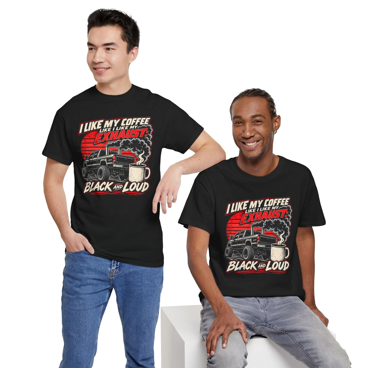I Like My Coffee Like My Exhaust — Black and Loud Tee
