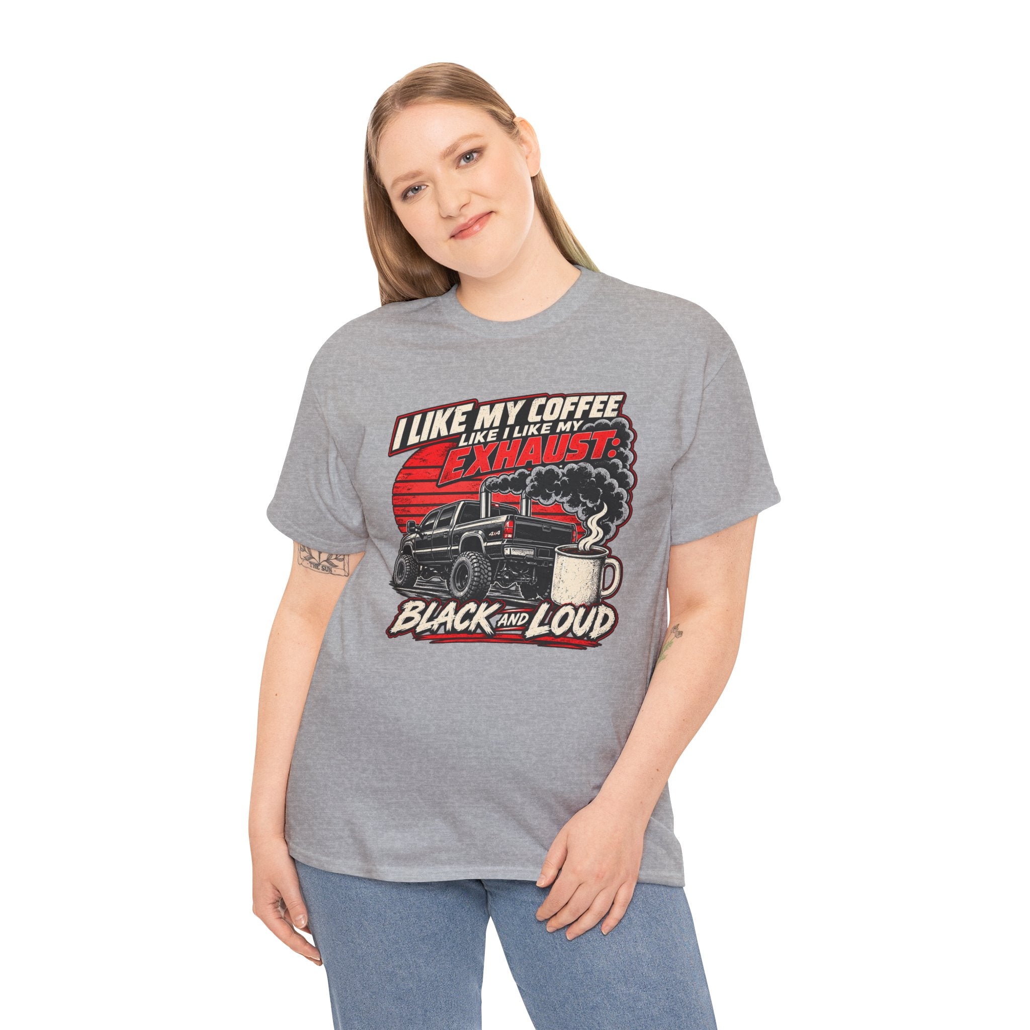 I Like My Coffee Like My Exhaust — Black and Loud Tee