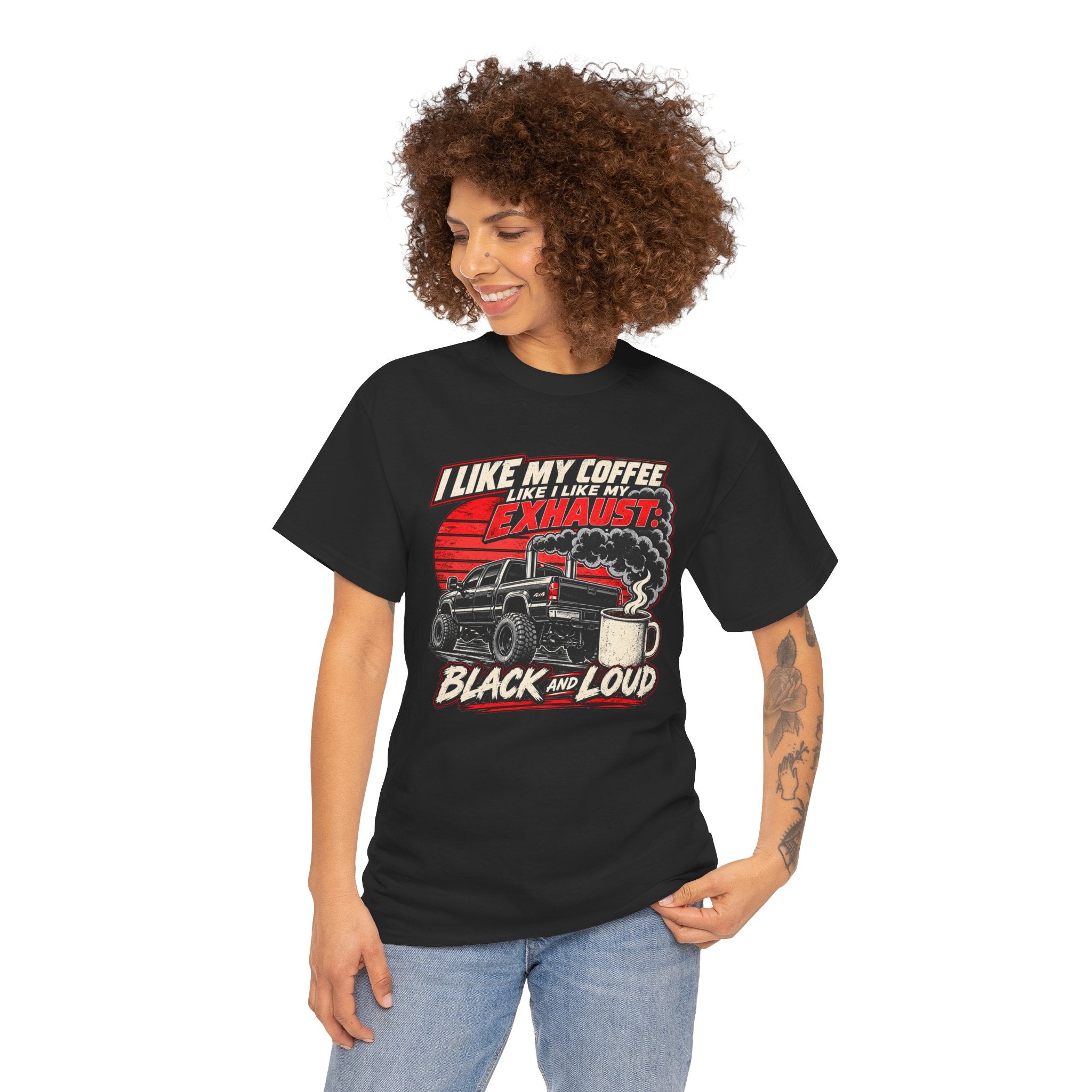 I Like My Coffee Like My Exhaust — Black and Loud Tee