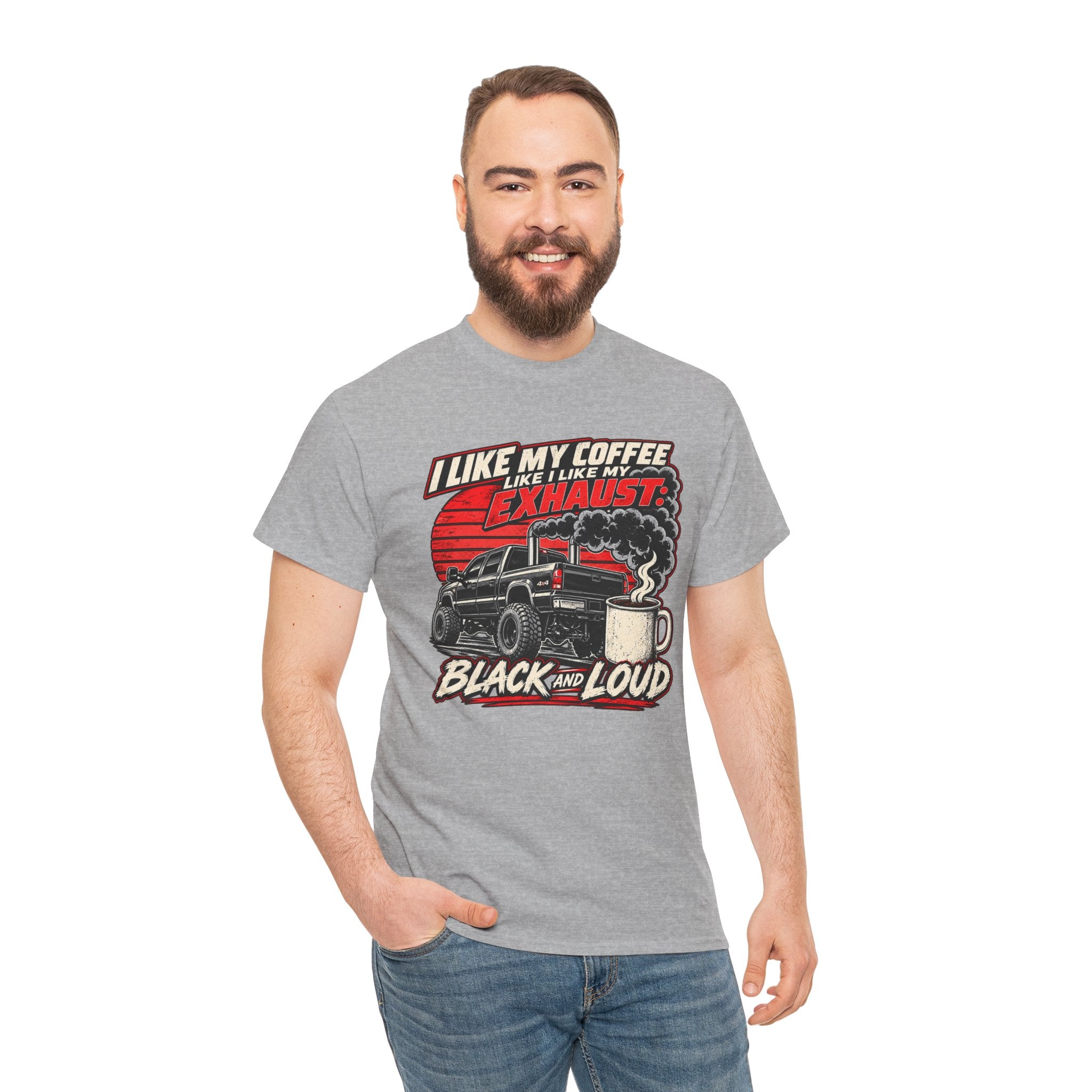 I Like My Coffee Like My Exhaust — Black and Loud Tee