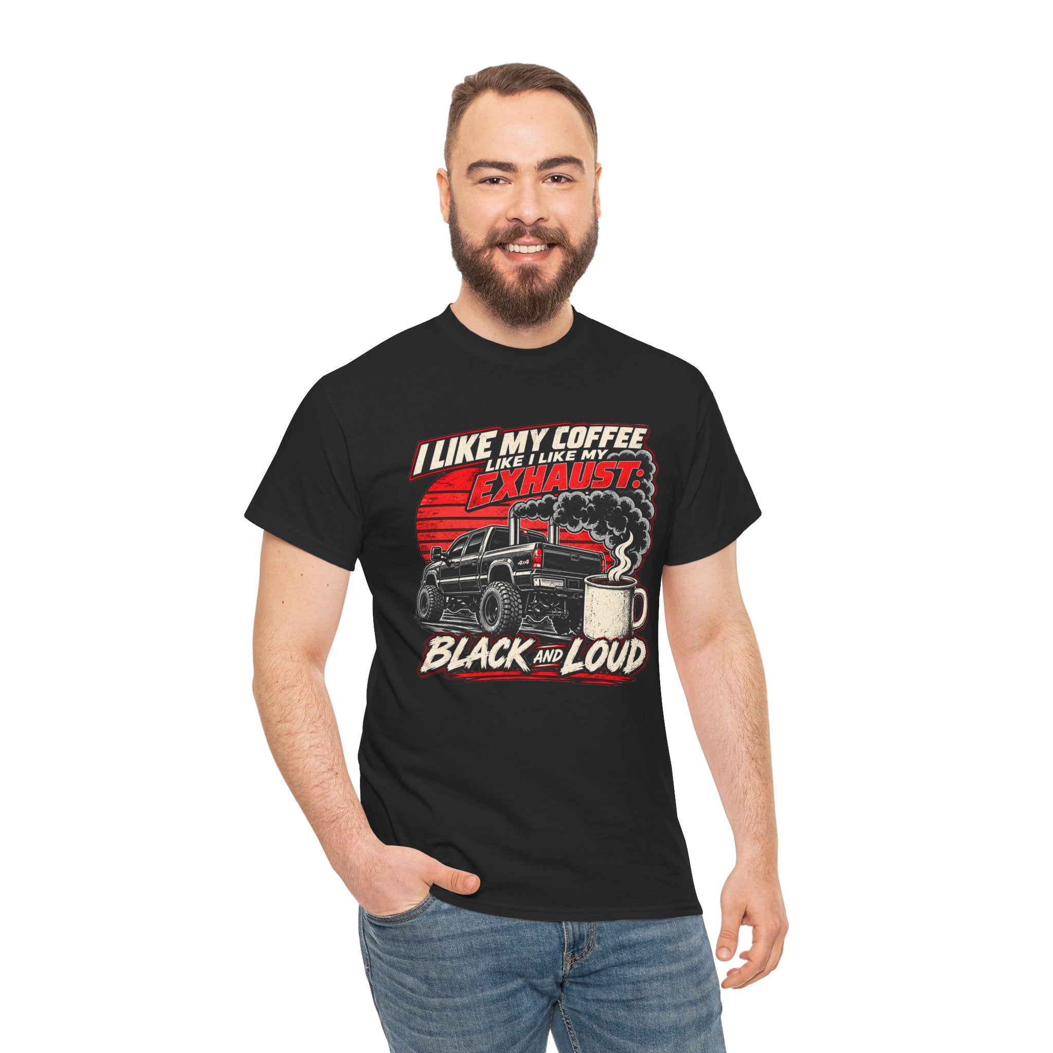 I Like My Coffee Like My Exhaust — Black and Loud Tee